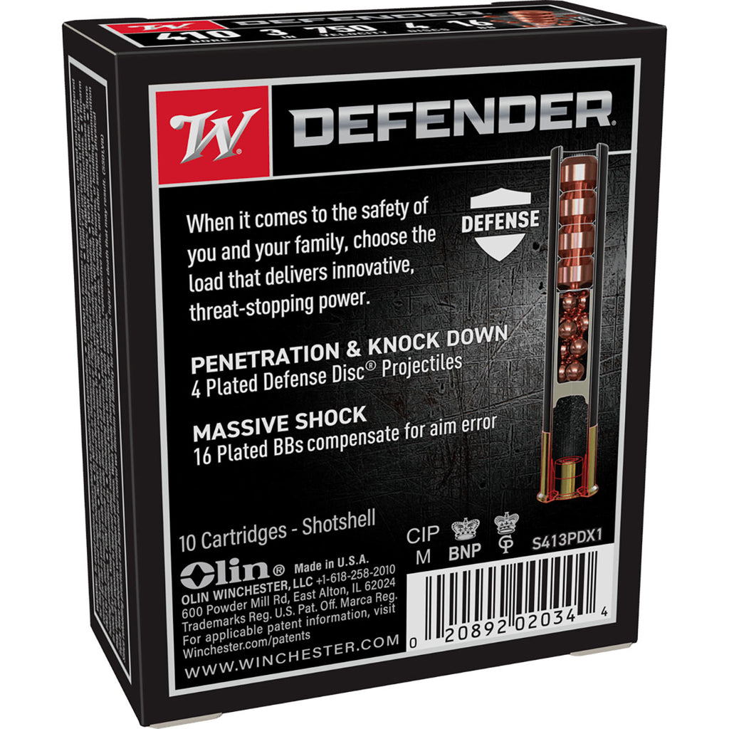 WINCHESTER Defender 410 Bore 3" 4 Disc Projectiles #16 BB's 10/Box