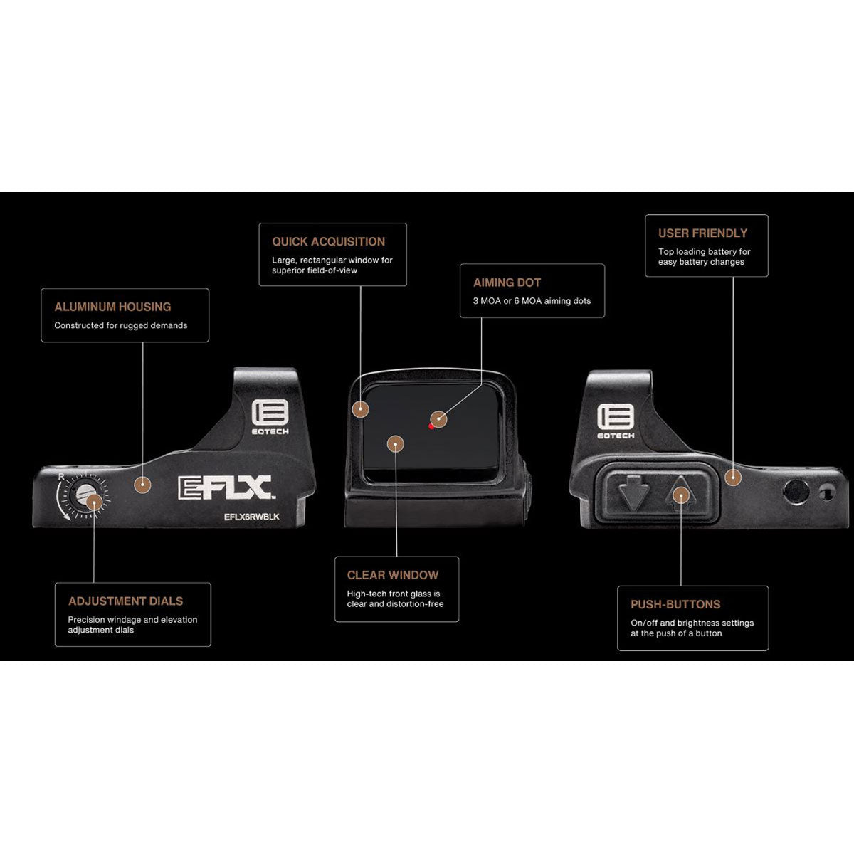 EOTECH EFLX 6-MOA Dot Reticle Mini Reflex Sight Black